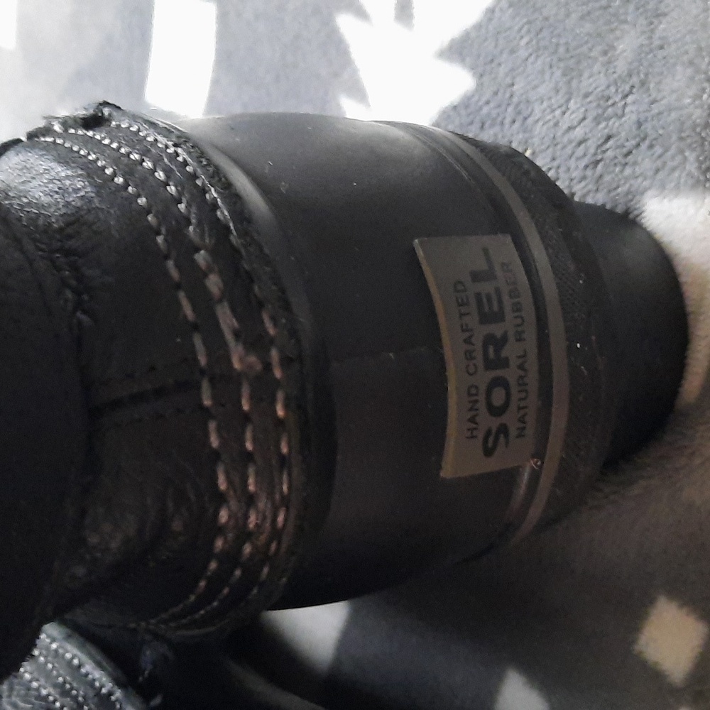Sorel Black Leather Ankle Rubber Sherpa Lined Boots  NL2135-010 Size 9 - Picture 12 of 16